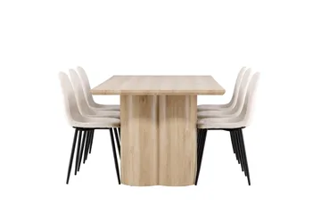Olivia Matgrupp 210 cm Rektangulär med 6 Polar stolar - Whitewash/Beige - Products - Möbler - Bord & matgrupp - Matgrupp