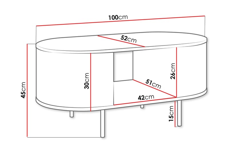 Pantego Soffbord 100x52 cm - Brun - Products - Möbler - Bord & matgrupp - Soffbord