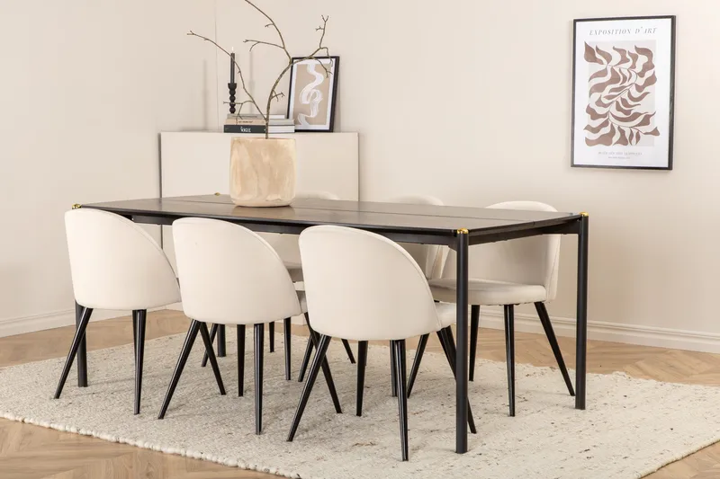 Pelle matbord med 6st Velvet matstol - Products - Möbler - Bord & matgrupp - Matgrupp