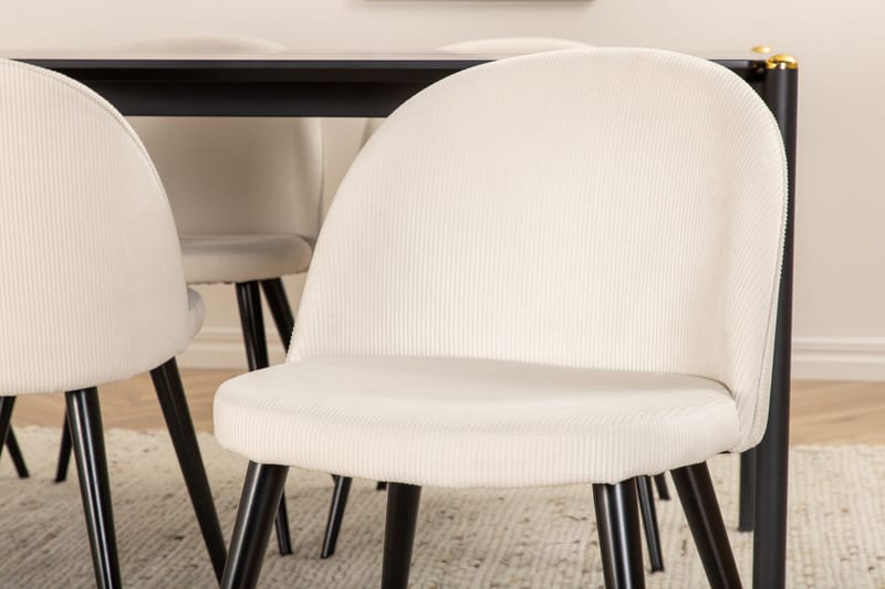 Pelle Matgrupp 190 cm Rektangulär med 6 Velvet stolar - Beige - Products - Möbler - Bord & matgrupp - Matgrupp