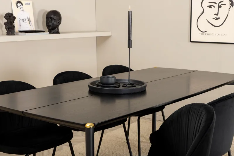 Pelle Matgrupp 190 cm Rektangulär med 6 Wrinkles stolar - Svart - Products - Möbler - Bord & matgrupp - Matgrupp