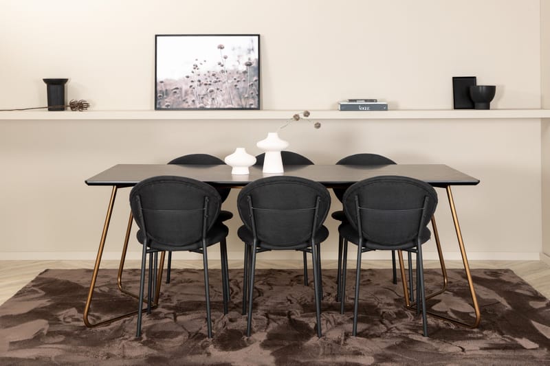 Petra Matgrupp 190 cm Rektangulär med 6 Vault stolar - Svart - Products - Möbler - Bord & matgrupp - Matgrupp