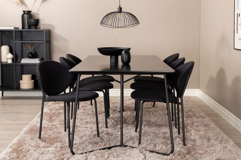 Petra Matgrupp 190 cm Rektangulär med 6 Vault stolar - Svart - Products - Möbler - Bord & matgrupp - Matgrupp