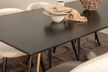 Petra Matgrupp 190 cm Rektangulär med 6 Velvet stolar - Svart - Products - Möbler - Bord & matgrupp - Matgrupp