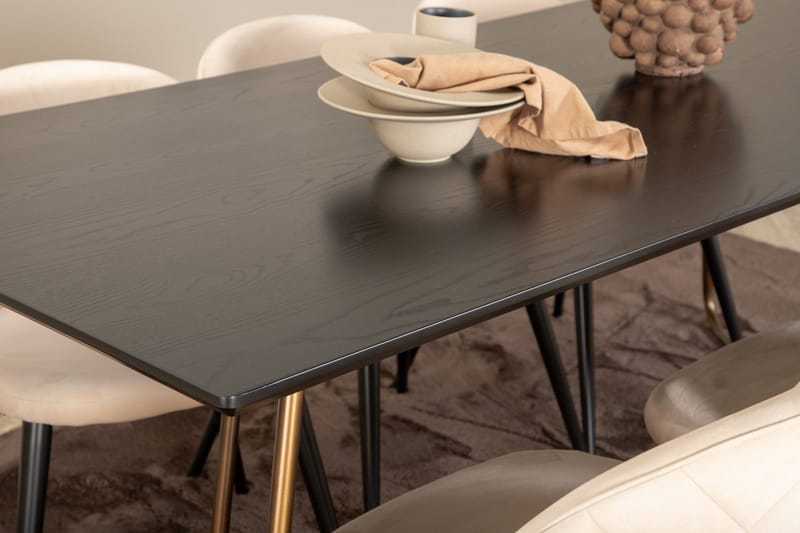 Petra Matgrupp 190 cm Rektangulär med 6 Velvet stolar - Svart - Products - Möbler - Bord & matgrupp - Matgrupp