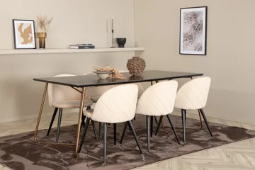 Petra Matgrupp 190 cm Rektangulär med 6 Velvet stolar - Svart - Products - Möbler - Bord & matgrupp - Matgrupp