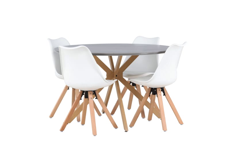 Piazza Matgrupp  120 cm Rund med 4 Zeno stolar - Grå - Products - Möbler - Bord & matgrupp - Matgrupp