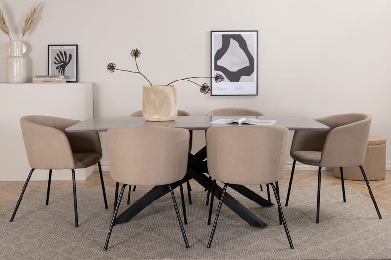 Piazza Matgrupp 180 cm Rektangulär med 6 Berit stolar - Beige - Products - Möbler - Bord & matgrupp - Matgrupp