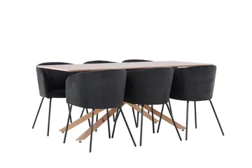 Piazza Matgrupp 180 cm Rektangulär med 6 Berit stolar - Mocca/Svart - Products - Möbler - Bord & matgrupp - Matgrupp