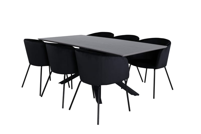 Piazza Matgrupp 180 cm Rektangulär med 6 Berit stolar - Svart - Products - Möbler - Bord & matgrupp - Matgrupp