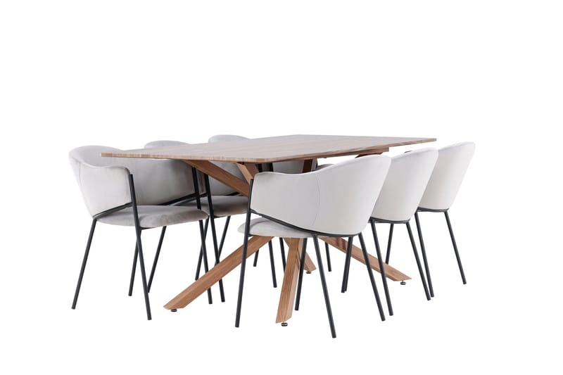 Piazza Matgrupp 180 cm Rektangulär med 6 Evelina stolar - Mocca/Grå - Products - Möbler - Bord & matgrupp - Matgrupp