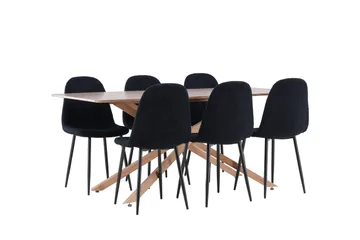 Piazza Matgrupp 180 cm Rektangulär med 6 Polar stolar - Mocca/Svart - Products - Möbler - Bord & matgrupp - Matgrupp