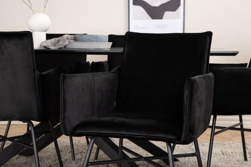 Piazza Matgrupp 180 cm Rektangulär med 6 Petra stolar - Svart - Products - Möbler - Bord & matgrupp - Matgrupp