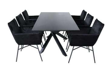 Piazza Matgrupp 180 cm Rektangulär med 6 Petra stolar - Svart - Products - Möbler - Bord & matgrupp - Matgrupp