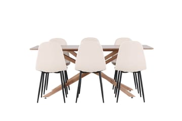 Piazza Matgrupp 180 cm Rektangulär med 6 Polar stolar - Mocca/Beige - Products - Möbler - Bord & matgrupp - Matgrupp