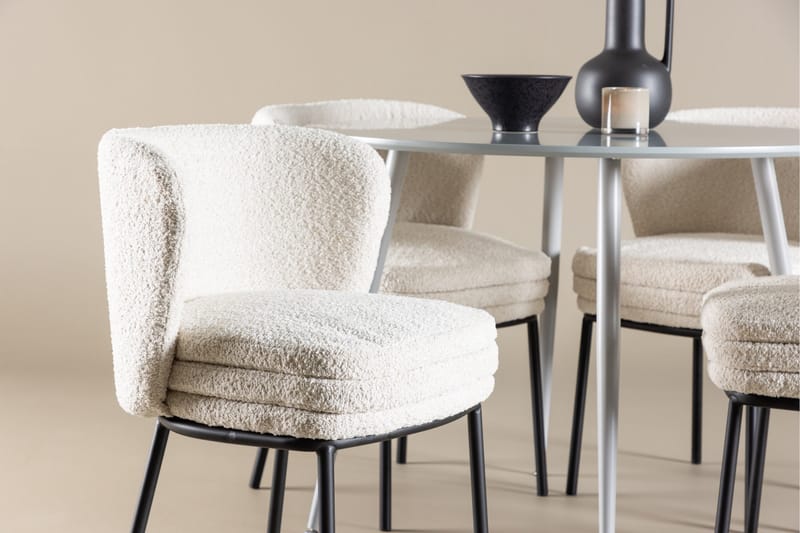 Plaza Matgrupp 100 cm Rund med 4 Agnes stolar - Grå/Vit - Products - Möbler - Bord & matgrupp - Matgrupp