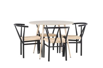 Plaza Matgrupp 100 cm Rund med 4 Alfons stolar - Whitewash/Svart - Products - Möbler - Bord & matgrupp - Matgrupp