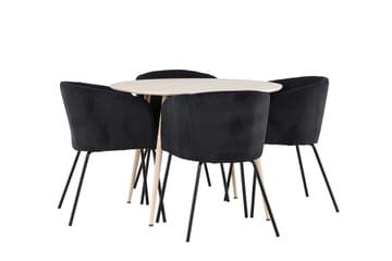 Plaza Matgrupp 100 cm Rund med 4 Berit stolar - Whitewash/Svart - Products - Möbler - Bord & matgrupp - Matgrupp