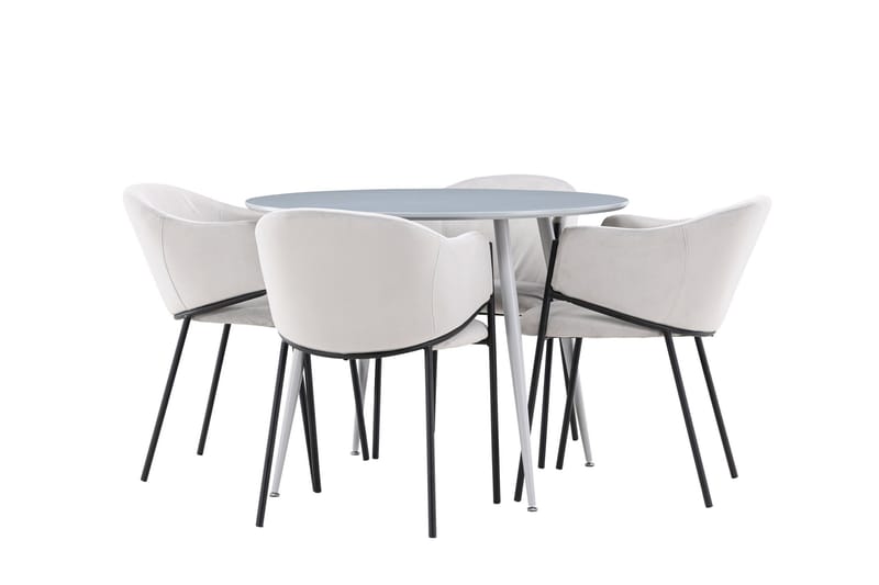 Plaza Matgrupp 100 cm Rund med 4 Evelina stolar - Grå/Grå - Products - Möbler - Bord & matgrupp - Matgrupp