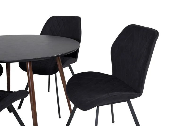 Plaza Matgrupp 100 cm Rund med 4 Gemma stolar - Svart - Products - Möbler - Bord & matgrupp - Matgrupp