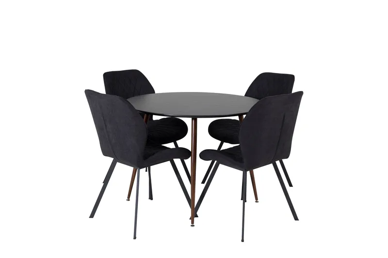 Plaza Matgrupp 100 cm Rund med 4 Gemma stolar - Svart - Products - Möbler - Bord & matgrupp - Matgrupp