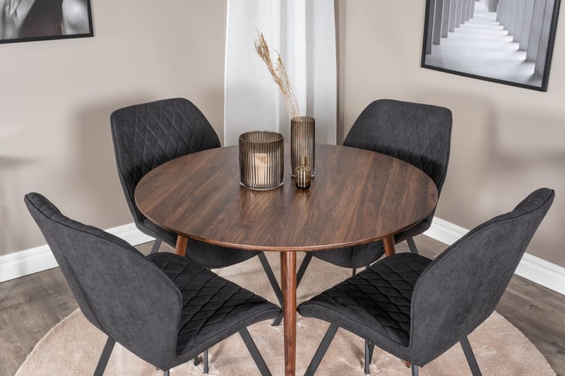 Plaza Matgrupp 100 cm Rund med 4 Gemma stolar - Svart - Products - Möbler - Bord & matgrupp - Matgrupp