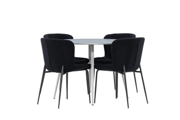Plaza Matgrupp 100 cm Rund med 4 Modesto stolar - Grå/Svart - Products - Möbler - Bord & matgrupp - Matgrupp