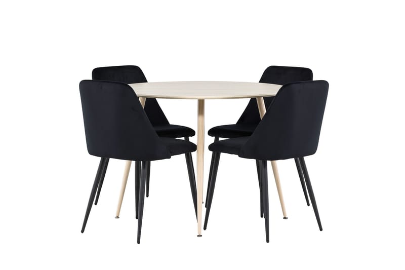Plaza Matgrupp 100 cm Rund med 4 Night stolar - Whitewash/Svart - Products - Möbler - Bord & matgrupp - Matgrupp