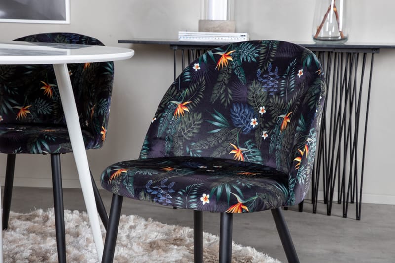 Plaza Matgrupp 100 cm Rund med 4 Velvet stolar - Svart - Products - Möbler - Bord & matgrupp - Matgrupp