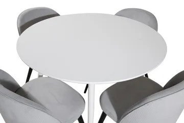 Plaza Matgrupp 100 cm Rund med 4 Velvet stolar - Svart - Products - Möbler - Bord & matgrupp - Matgrupp