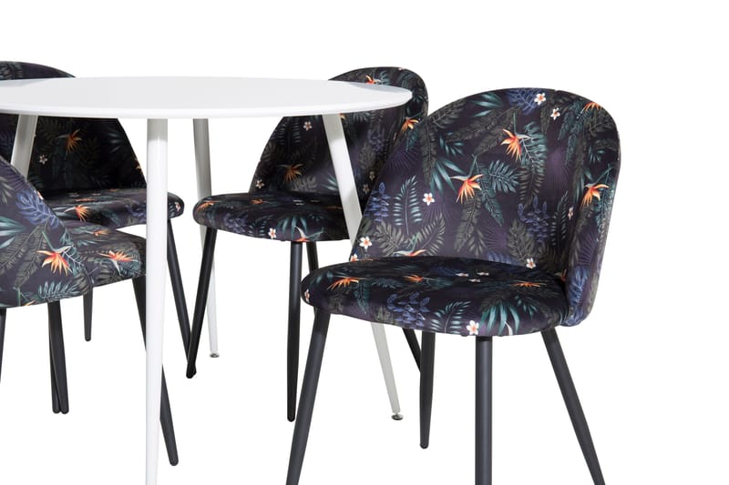 Plaza Matgrupp 100 cm Rund med 4 Velvet stolar - Svart - Products - Möbler - Bord & matgrupp - Matgrupp