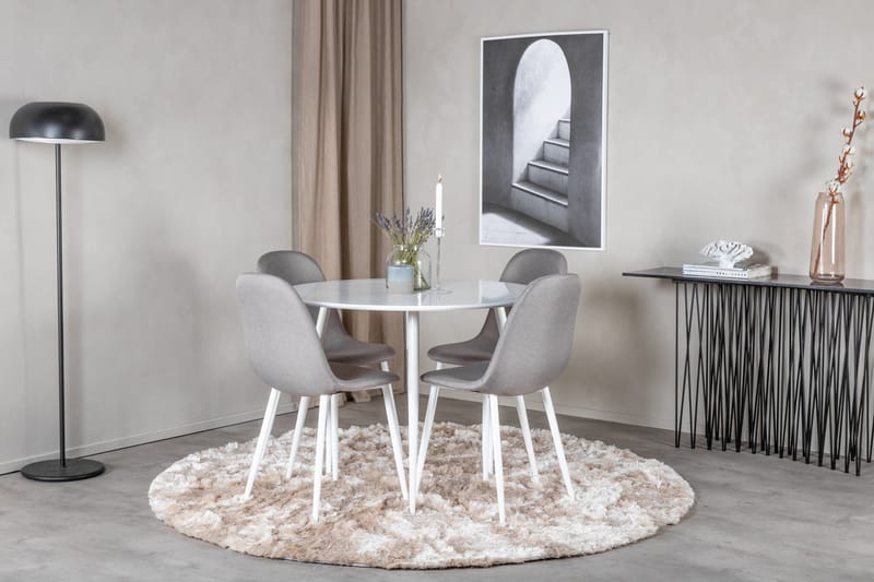 Plaza Matgrupp 100 cm Rund med 4 Polar stolar - Grå - Products - Möbler - Bord & matgrupp - Matgrupp