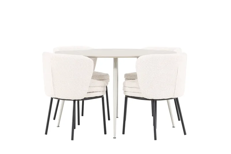 Plaza Matgrupp 120 cm Rund med 4 Agnes stolar - Beige/Vit - Products - Möbler - Bord & matgrupp - Matgrupp