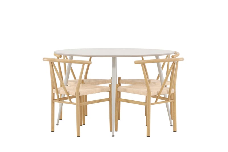 Plaza Matgrupp 120 cm Rund med 4 Alfons stolar - Beige/Beige - Products - Möbler - Bord & matgrupp - Matgrupp
