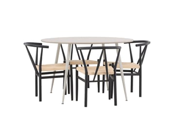 Plaza Matgrupp 120 cm Rund med 4 Alfons stolar - Beige/Svart - Products - Möbler - Bord & matgrupp - Matgrupp