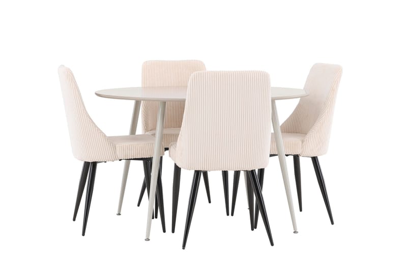 Plaza Matgrupp 120 cm Rund med 4 Leone stolar - Beige/Beige - Products - Möbler - Bord & matgrupp - Matgrupp