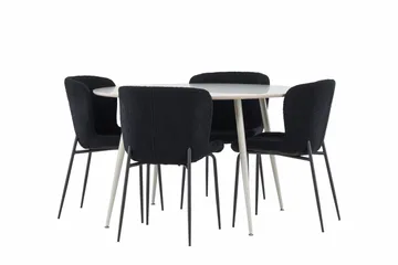 Plaza Matgrupp 120 cm Rund med 4 Modesto stolar - Beige/Svart - Products - Möbler - Bord & matgrupp - Matgrupp