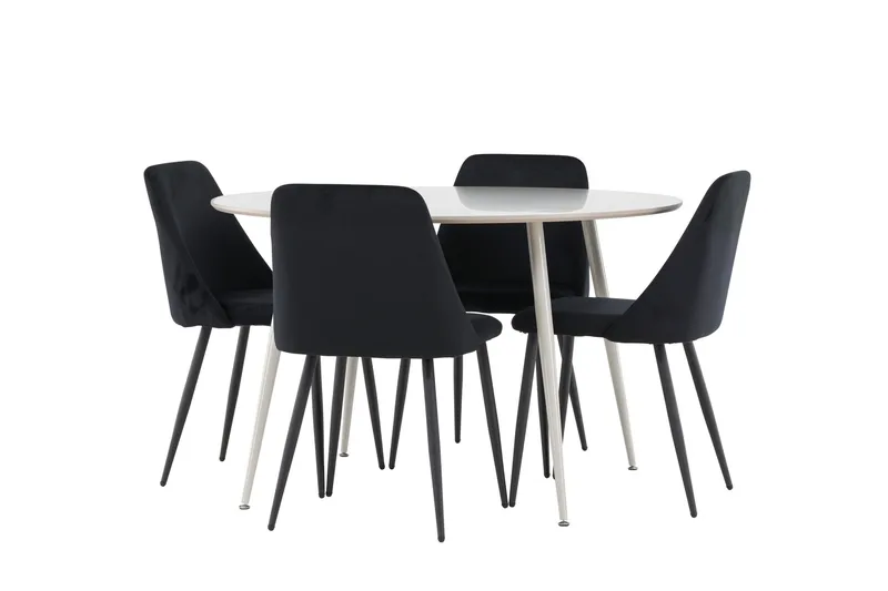 Plaza Matgrupp 120 cm Rund med 4 Night stolar - Beige/Svart - Products - Möbler - Bord & matgrupp - Matgrupp