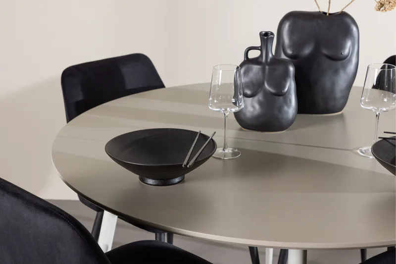 Plaza Matgrupp 120 cm Rund med 4 Night stolar - Beige/Svart - Products - Möbler - Bord & matgrupp - Matgrupp