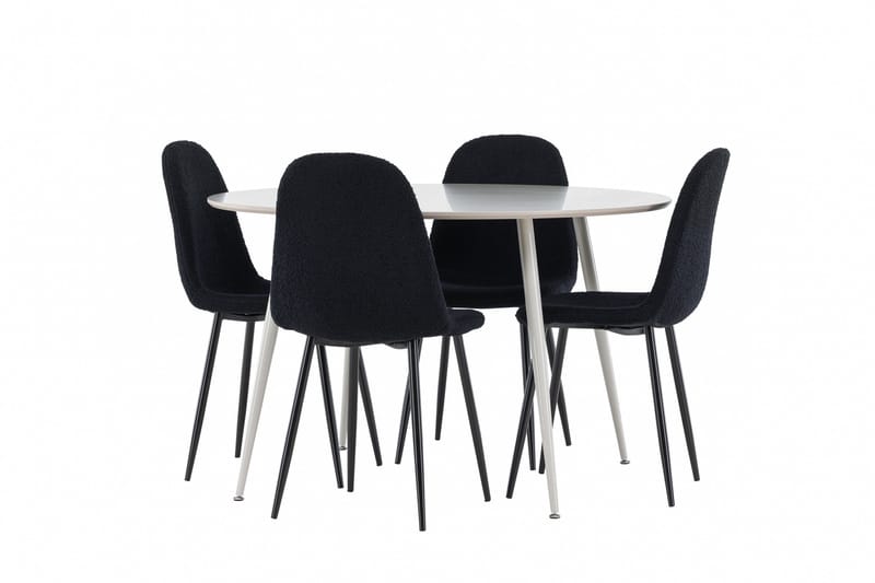 Plaza Matgrupp 120 cm Rund med 4 Polar stolar - Beige/Svart - Products - Möbler - Bord & matgrupp - Matgrupp