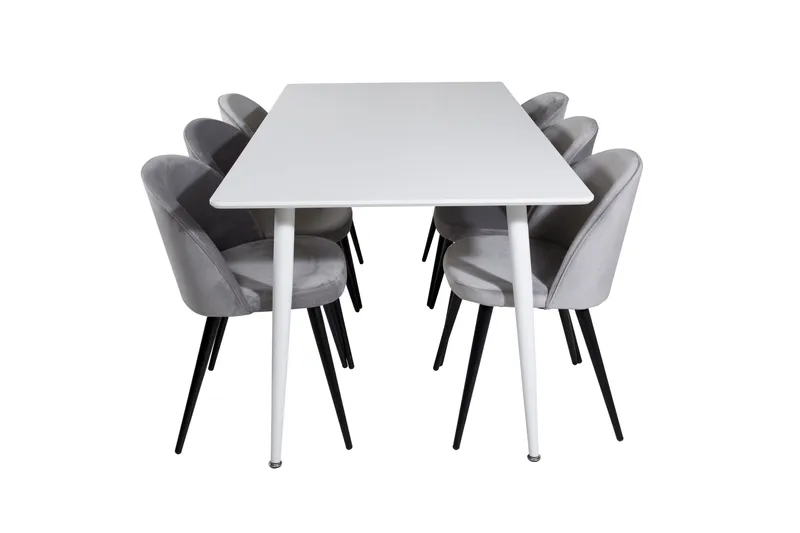 Polar Matgrupp 180 cm Rektangulär med 6 Velvet stolar, Svart