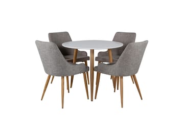 Polar Matgrupp 90 cm Rund med 4 Plaza stolar - Grå - Products - Möbler - Bord & matgrupp - Matgrupp