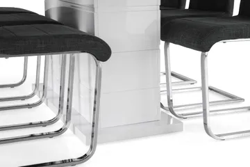 Ratliff Förlängningsbar Matgrupp 180 cm med 6 Cibus Stol - Vit/Grå/Krom - Products - Möbler - Bord & matgrupp - Matgrupp
