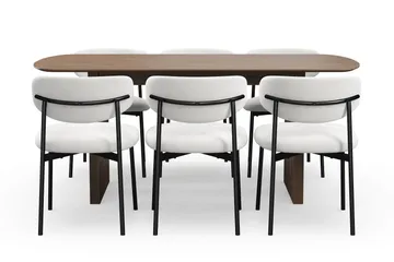 Richeto Matbord 180 cm med 6 Lucy Matstolar - Rökt ek / Vit Bouclé - Products - Möbler - Bord & matgrupp - Matgrupp