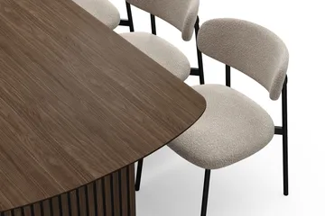 Richeto Matbord 210 cm med 6 Lucy Matstolar - Rökt ek / Greige Bouclé - Products - Möbler - Bord & matgrupp - Matgrupp