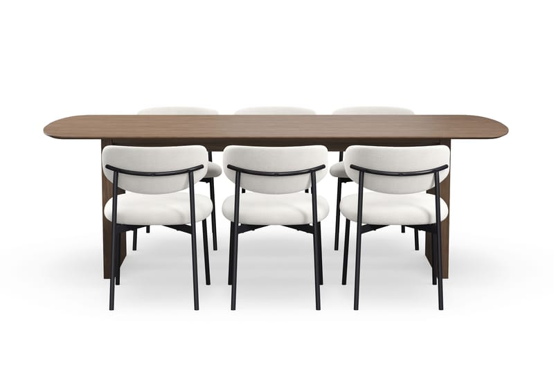 Richeto Matbord 240 cm med 6 Lucy Matstolar - Rökt ek / Vit Bouclé - Products - Möbler - Bord & matgrupp - Matgrupp