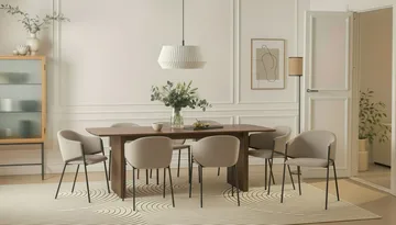 Richeto Matbord 240 cm med 8 Filip Matstolar - Rökt ek / Taupe Bouclé - Products - Möbler - Bord & matgrupp - Matgrupp