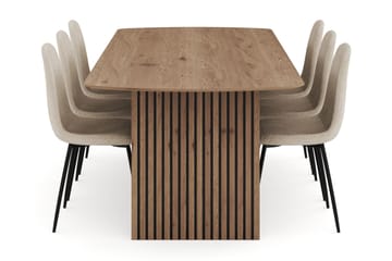 Richeto Matgrupp 240 cm med 6 Polar Matstolar - Naturlig finish - Products - Möbler - Bord & matgrupp - Matgrupp