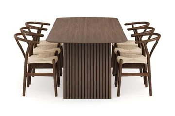Richeto Matgrupp Rökt Ek 240 cm med 6 Dastoori Matstolar - Rökt ek - Products - Möbler - Bord & matgrupp - Matgrupp
