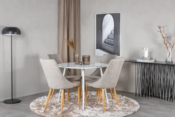Ridones Matgrupp 100 cm Rund inkl 4 Ludvig Stolar - Vit/Ljusgrå/Ek - Products - Möbler - Bord & matgrupp - Matgrupp